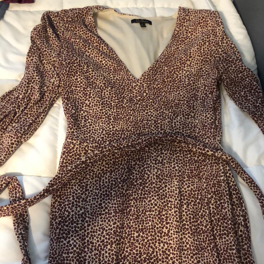 Leopard dress with tie
